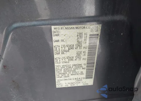 2016 Nissan Murano Sl from USA, damaged, VIN 5N1AZ2MH2GN146429